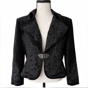 Nygard Soutache Trim Victorian Jacket Petites 12 Black Regency Steampunk Coat